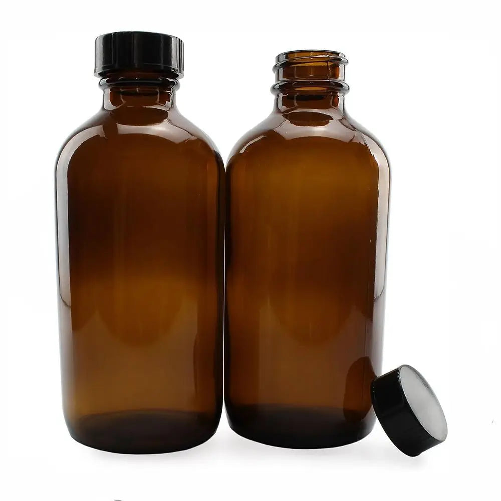 2Pack 8oz 240ml Amber Glass Boston Round Bottles