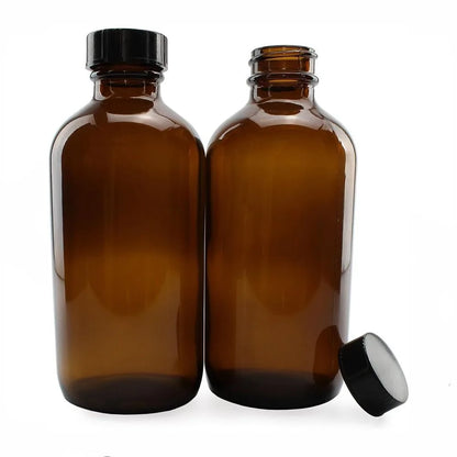 2Pack 8oz 240ml Amber Glass Boston Round Bottles