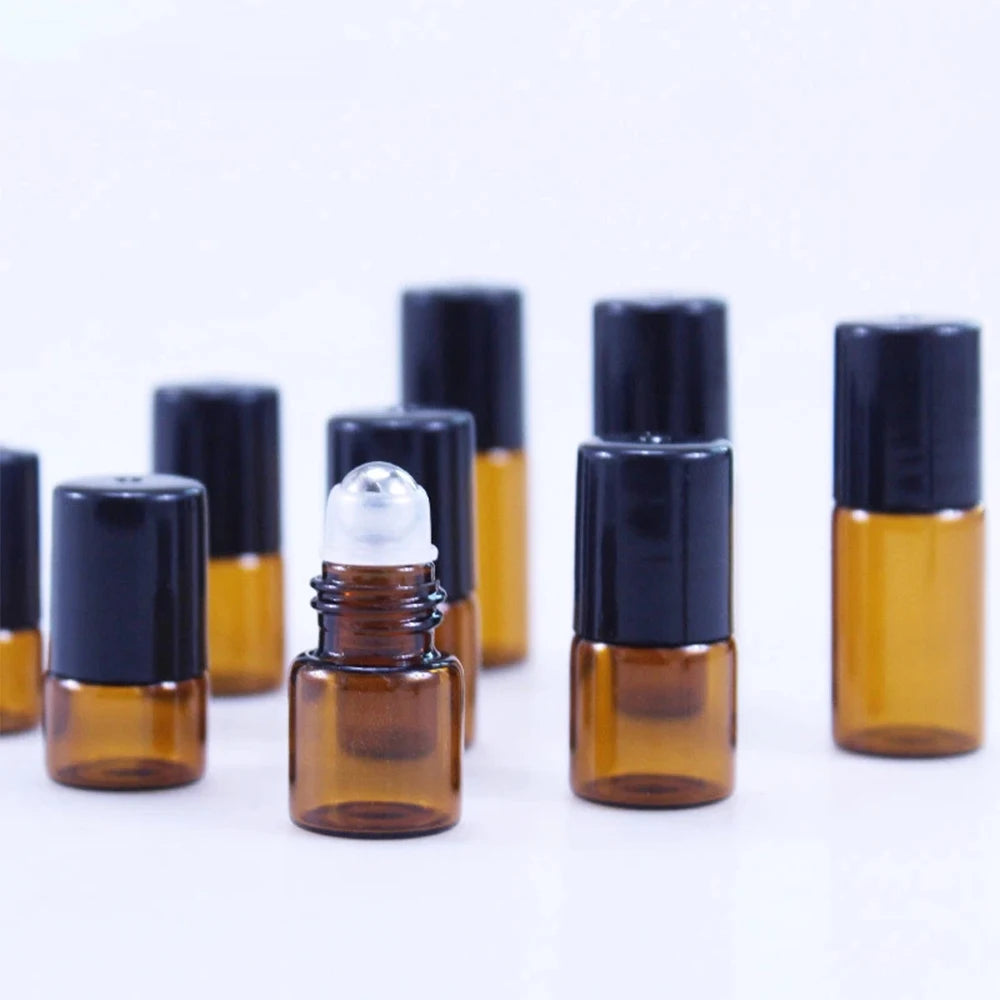 50pack 1ml 2ml 3ml 5ml 10ml Amber Glass Roll on Bottles