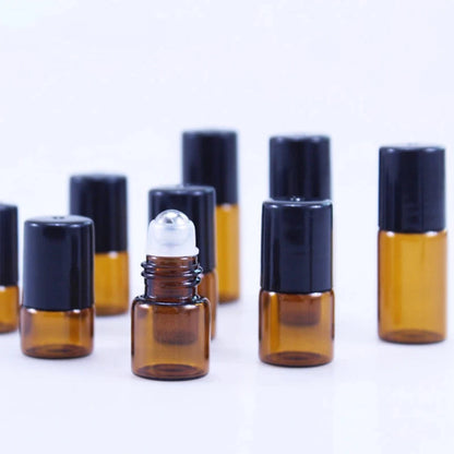 50pack 1ml 2ml 3ml 5ml 10ml Amber Glass Roll on Bottles