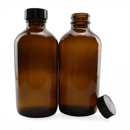 2Pack 8oz 240ml Amber Glass Boston Round Bottles
